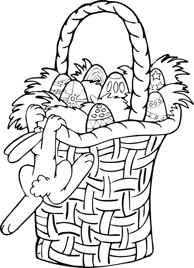 Printable Easter Coloring Page | Easter Basket & Bunny