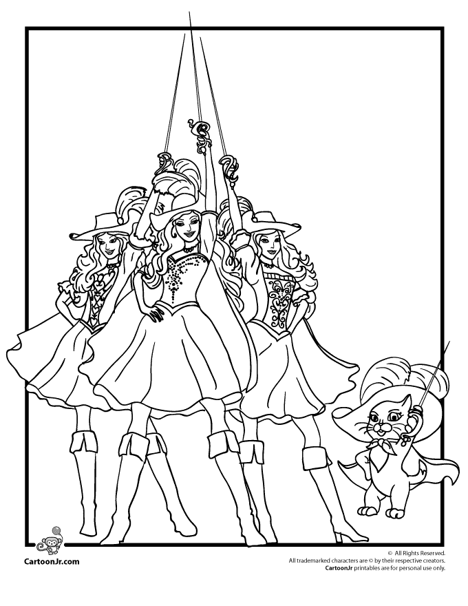 Barbie Three Musketeers Coloring Pages | Rsad Coloring Pages