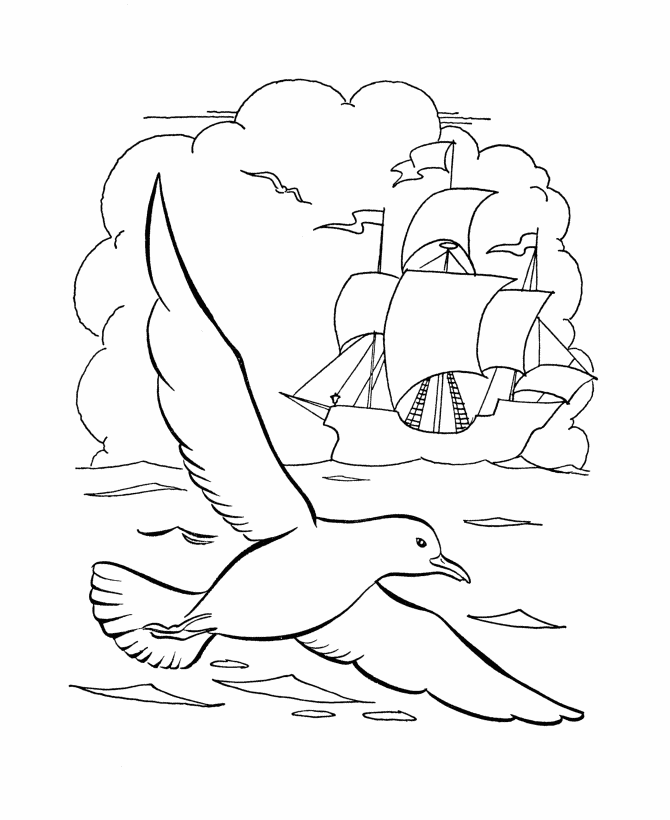 Columbus Day Sea And Ship Coloring Pages | Coloring