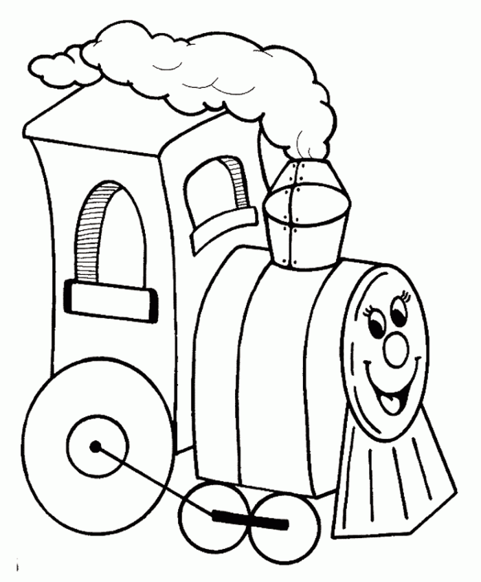 Cat In A Train Coloring Page | Kids Coloring Page