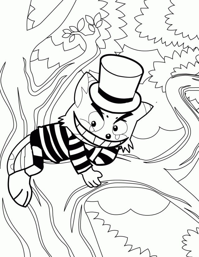 Cheshire Cat Coloring Page Handipoints 63283 Cheshire Cat Coloring