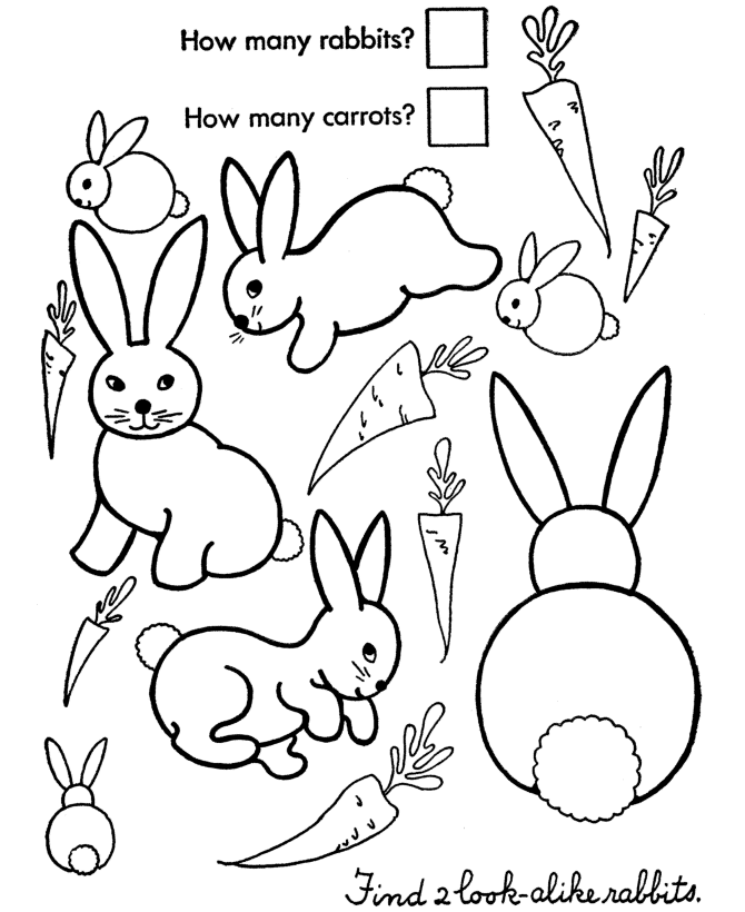 Easter Bunny Coloring Pages - Count the Easter Bunnies | HonkingDonkey