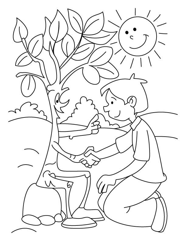 Shaking hand with tree coloring pages | Download Free Shaking hand