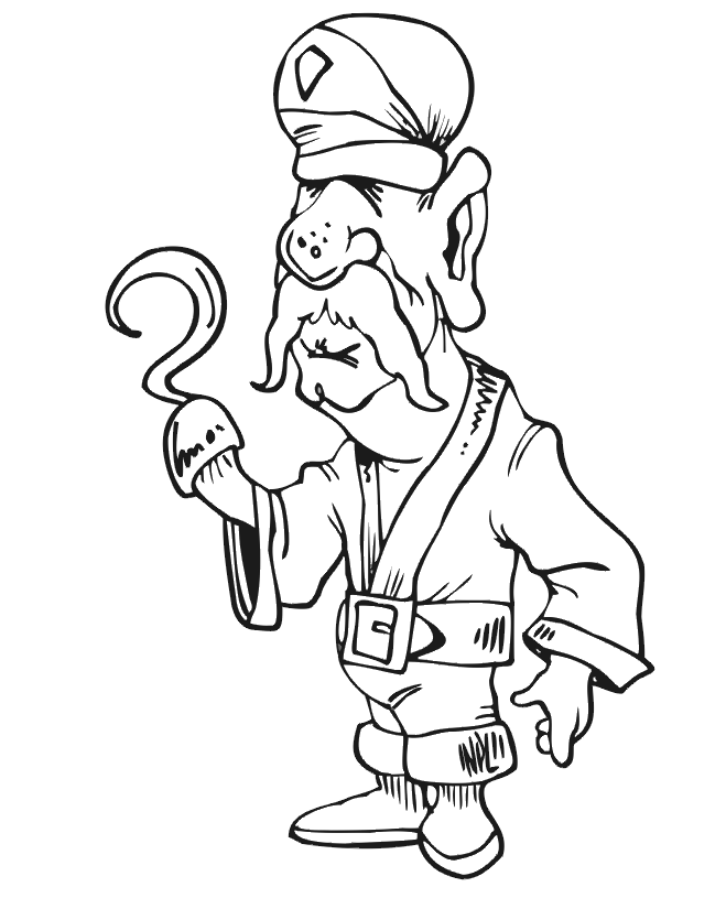 Pirate Coloring Page | Pirate With Hook For Hand