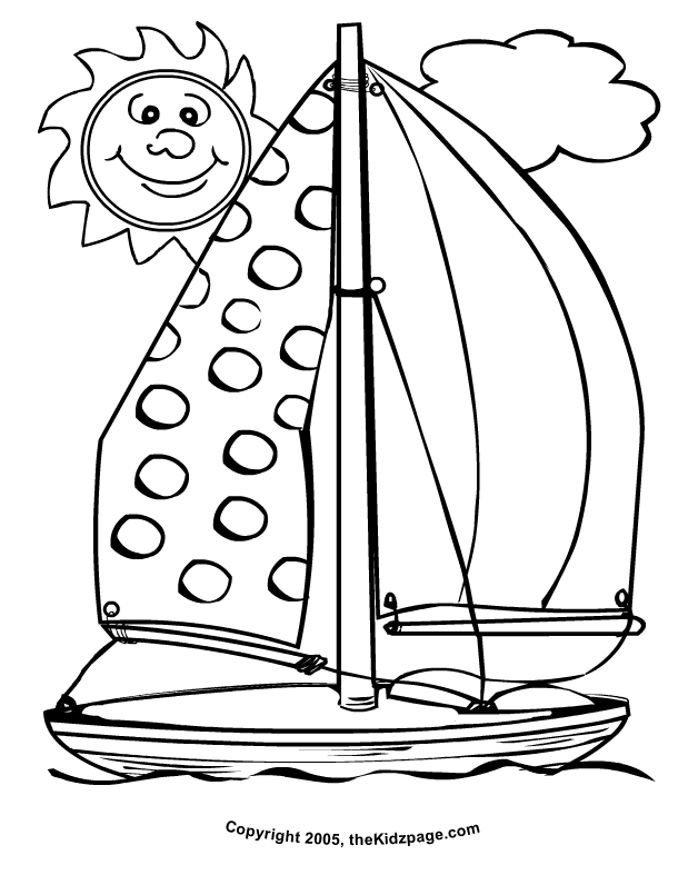 Sailboat Sunny Day - Free Coloring Pages for Kids - Printable