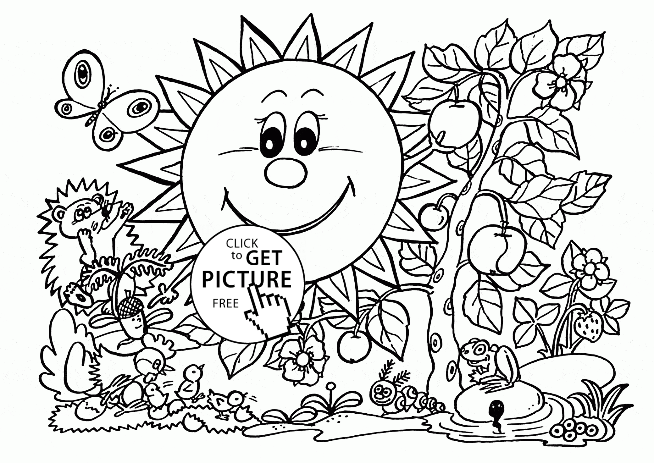 Sunny Garden coloring page for kids, seasons coloring pages ...