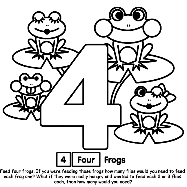 Number 4 on crayola.com | Frog coloring pages, Free coloring pages, Coloring  pages