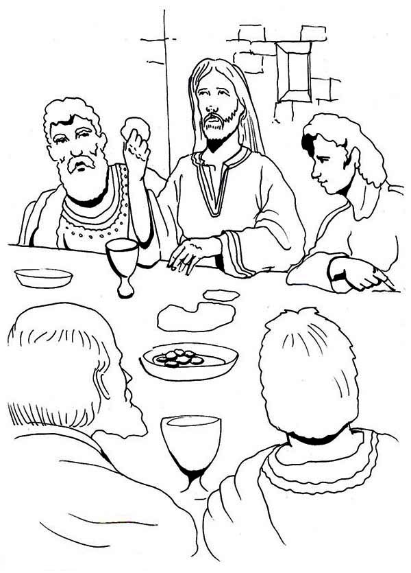 Jesus Eating in the Last Supper Coloring Page | Kids Play Color