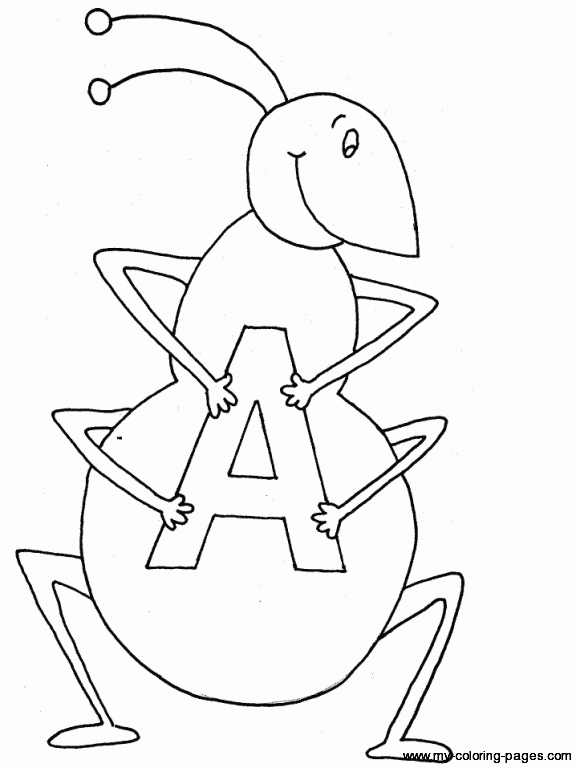 A ant upper case letter A coloring page | classroom activities ...