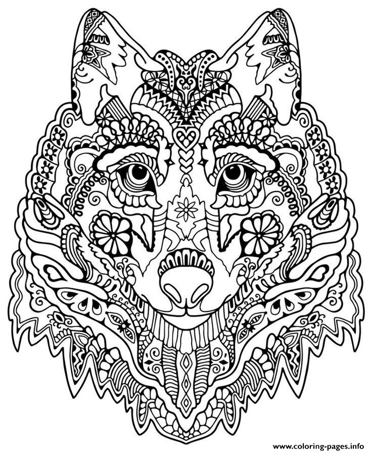 Wolf Face Coloring Page for Adults