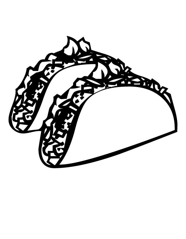 Printable Tacos coloring page from FreshColoring.com | Coloring pages, Color,  Clip art