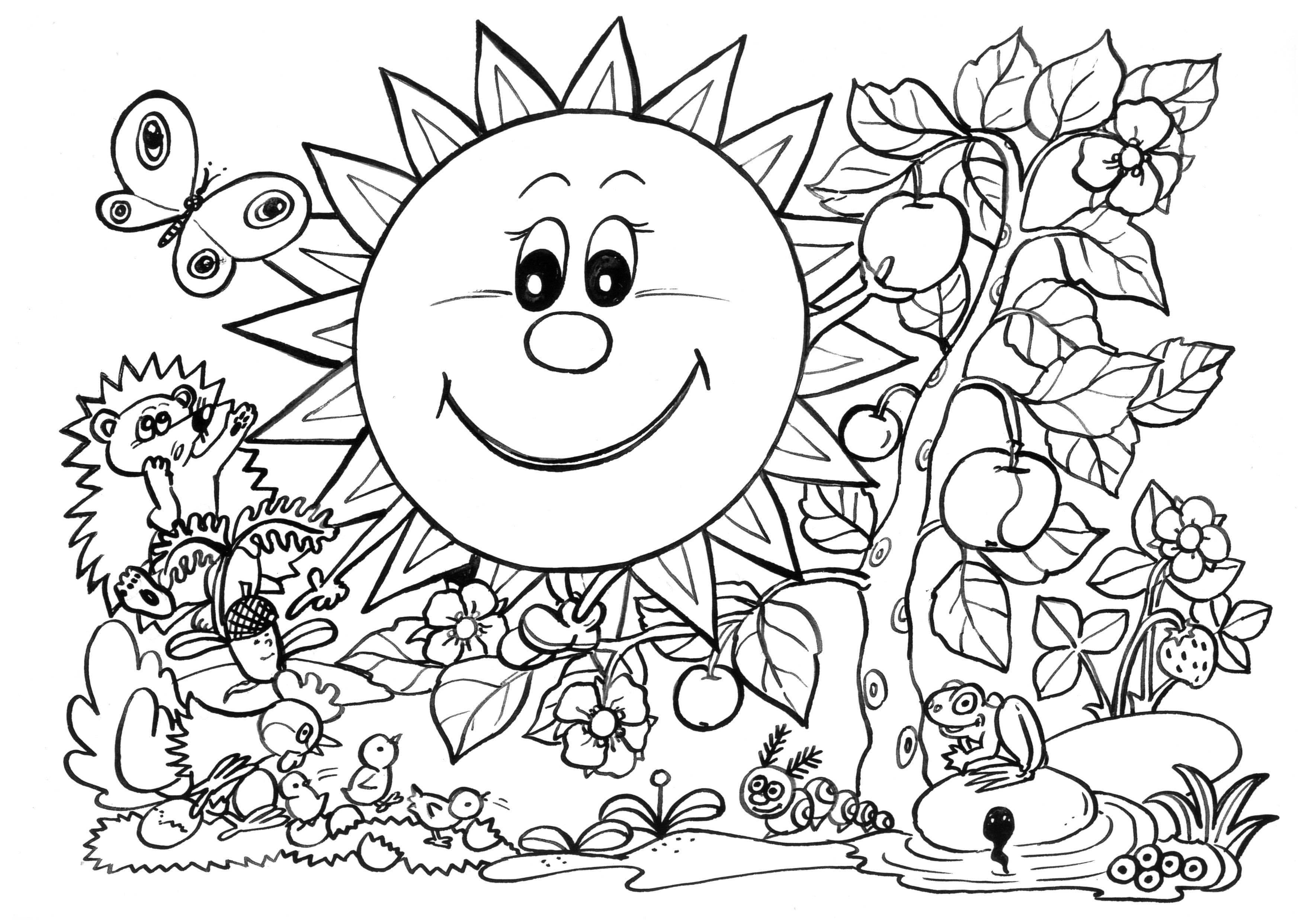Spring Coloring Pages Sunny Garden Fullsize - Colorine.net | #9434