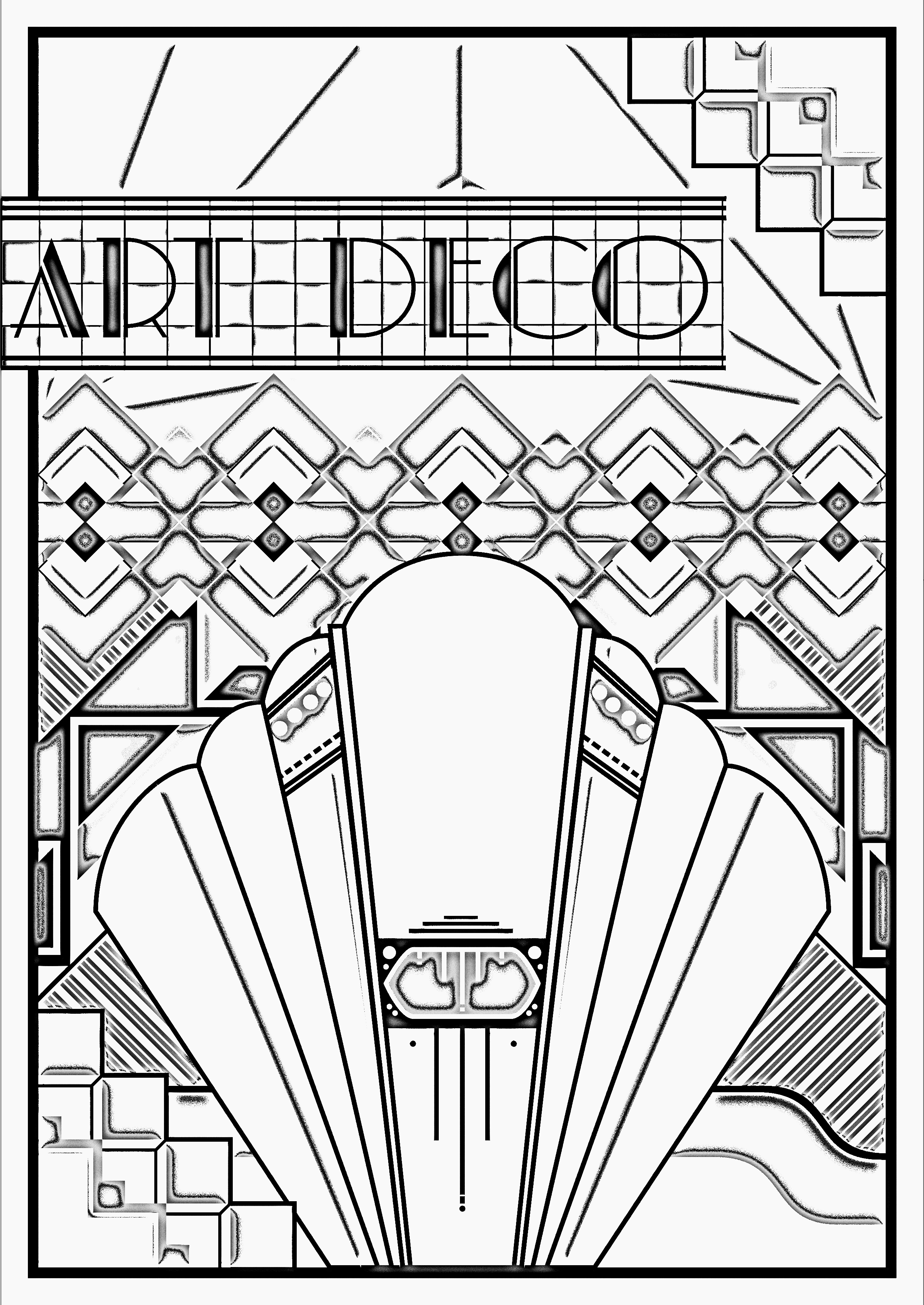 Art deco" - Coloring Pages for adults : coloring-adult-art-deco-poster