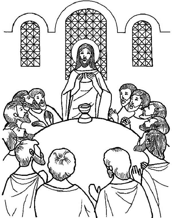 The Last Meal Jesus Share in the Last Supper Coloring Page: The ...