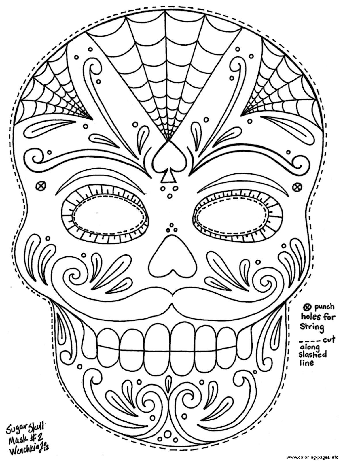 Print sugar skull mask 2 Coloring pages