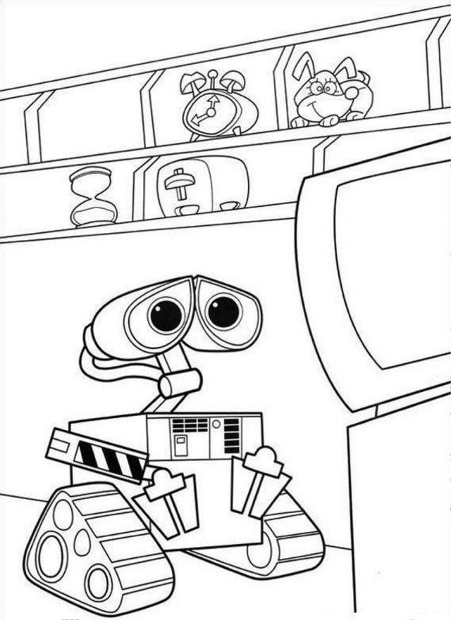 Sad WALL E Coloring Page Coloringplus 259934 Wall-e Coloring Pages