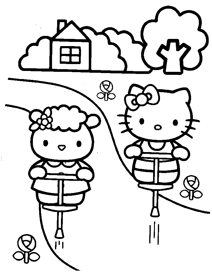 Hello Kitty Jumping - Hello Kitty Coloring Pages : Coloring Pages