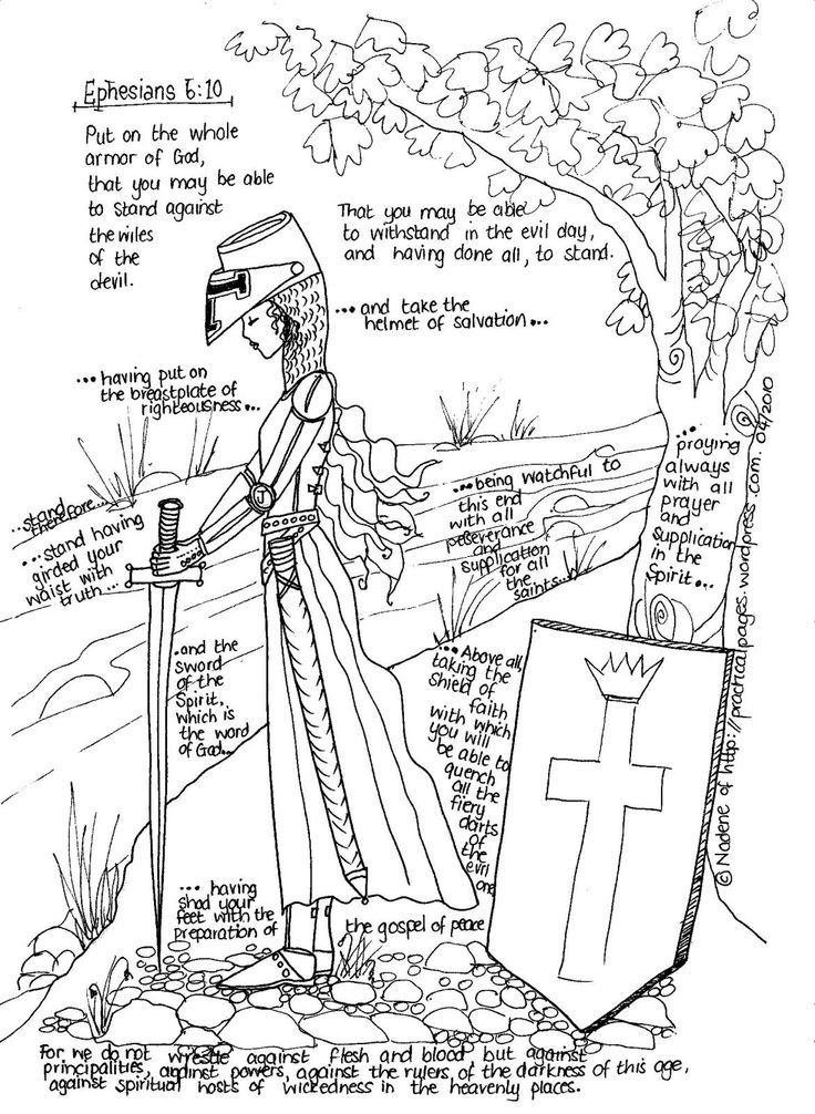 Full Armor of God (girls coloring page) | Bible Study