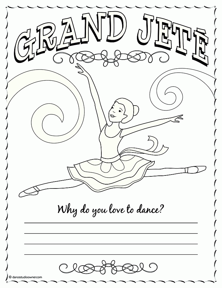 Grand Jete Coloring Page for kids | Dance Studio Dreams