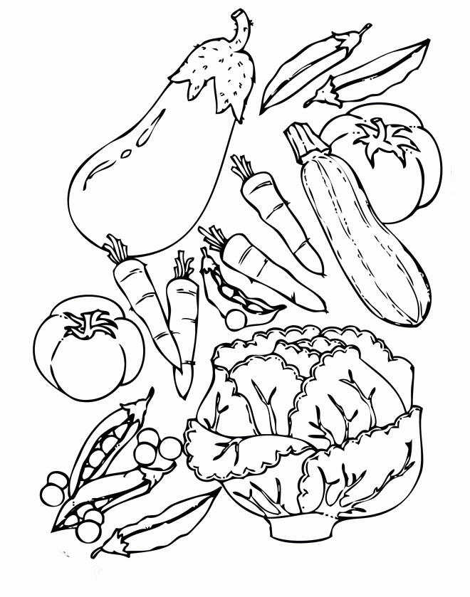 Wide Variety Of Healthy Food Vegetables Coloring Pages