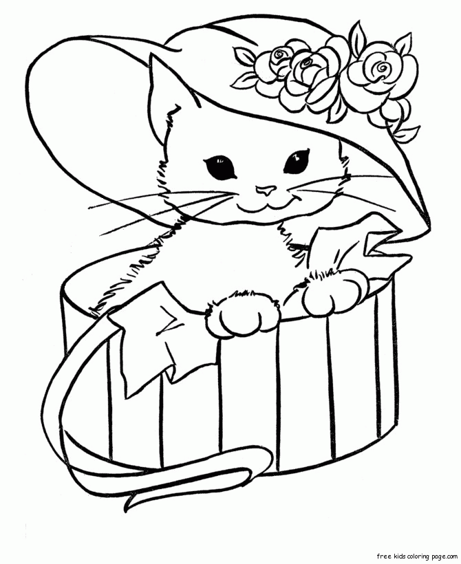 cute kitty cat coloring pages - Free Printable Coloring Pages For