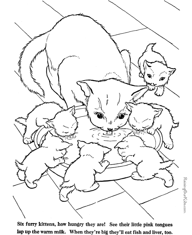 Family of Cats Coloring Page | Kids Coloring Page