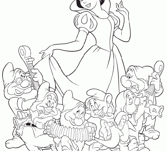 Snow White and the Seven Dwarfs free printable coloring pages –  Colorpages.org