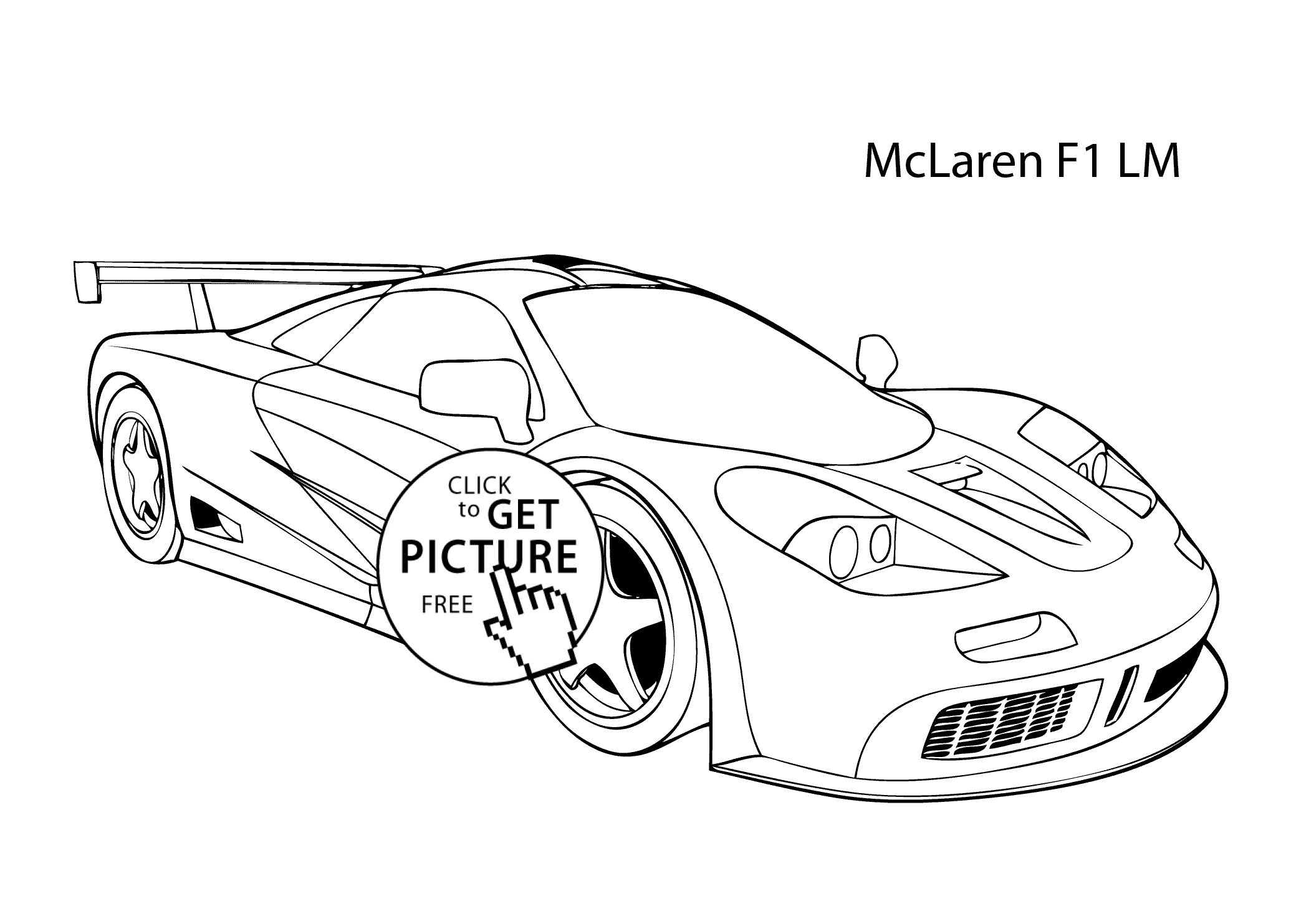 Super car McLaren F1 LM coloring page, cool car printable free ...