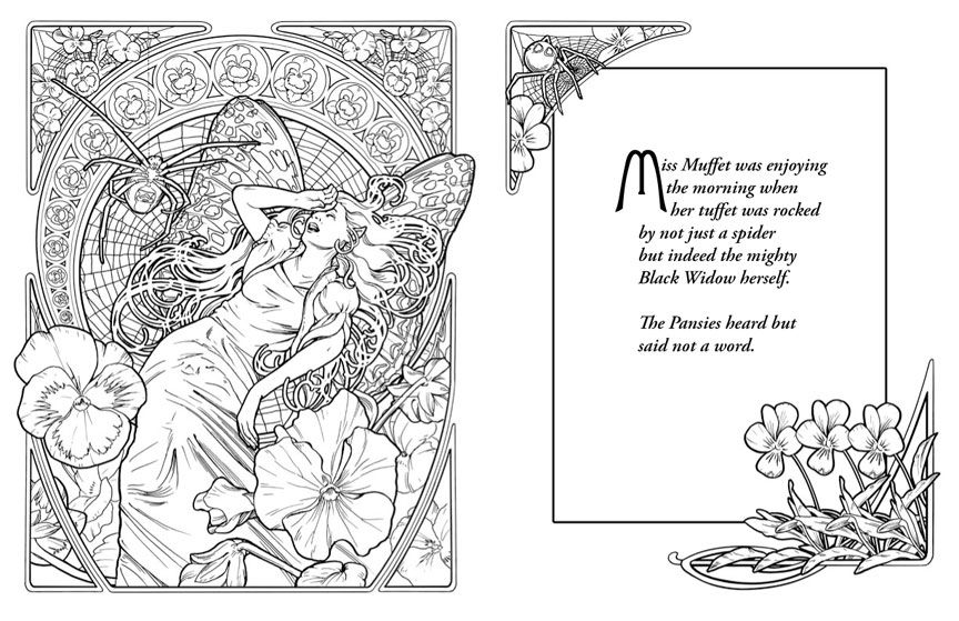 Book Art Nouveau Fairy Coloring Pages - Coloring Pages For All Ages