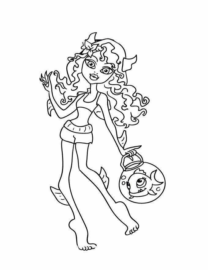Monster High Coloring Pages : Lagoona Blue On The Phone Coloring