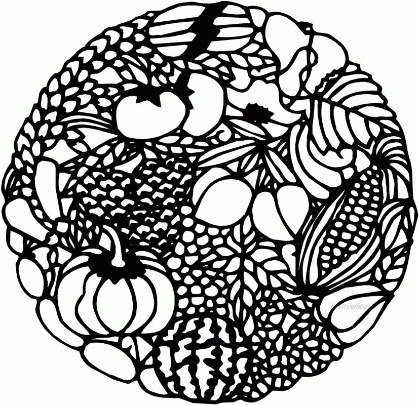 Window Art in Vinyl Etchings: Circular Arrangement of Fruits