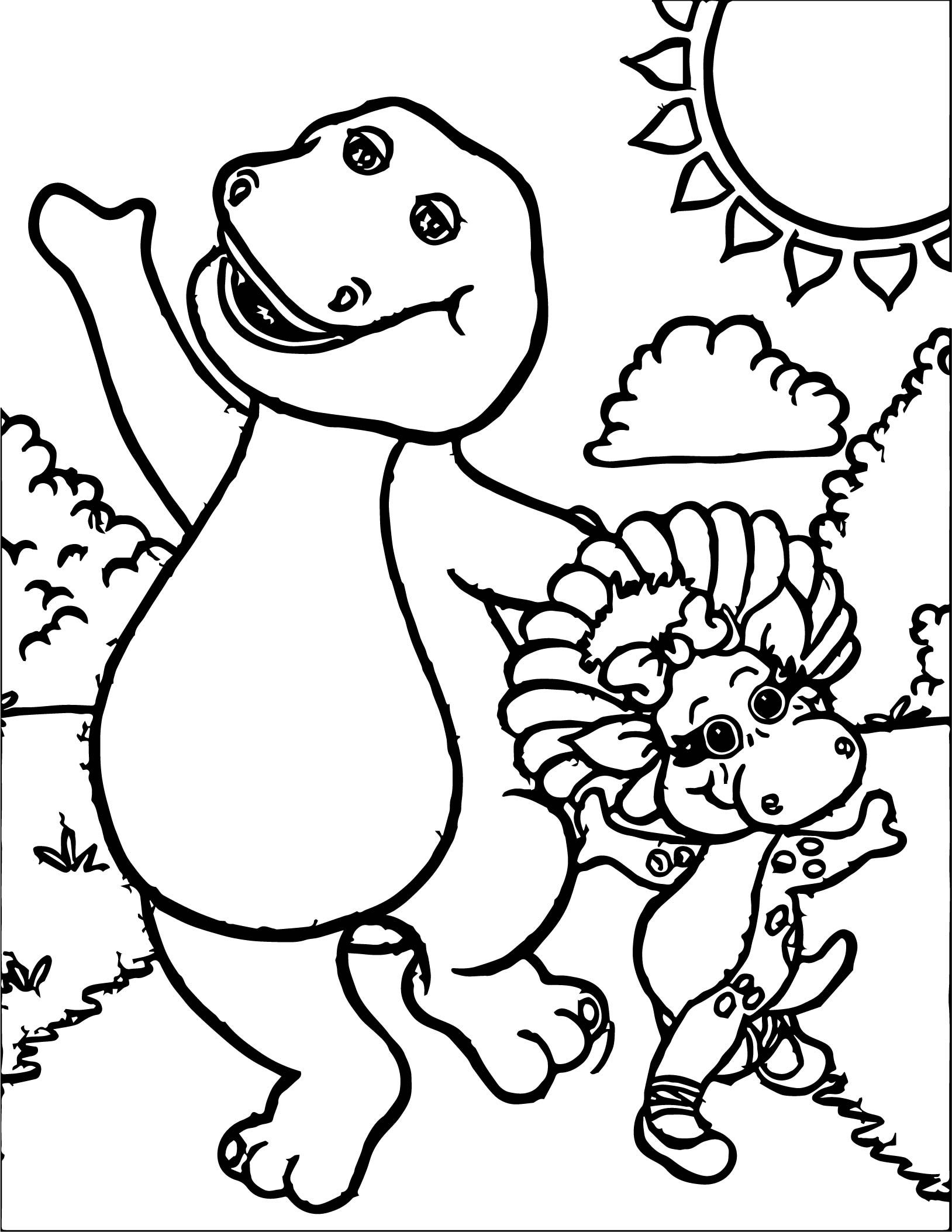 awesome Barney And Baby Bop Have Fun Together Coloring Page (With ...