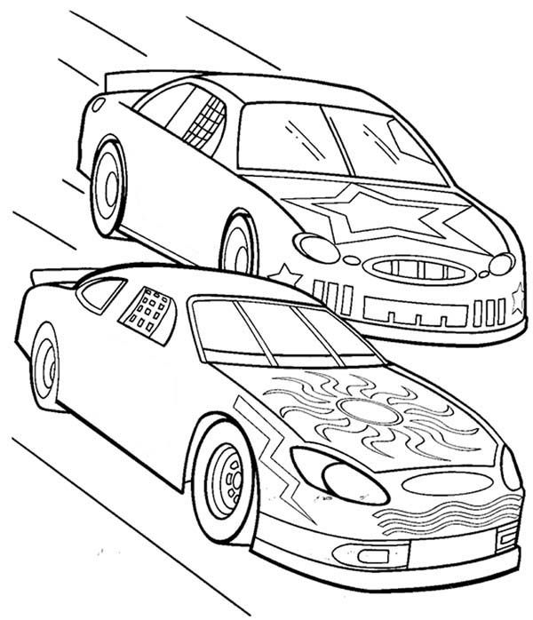 Two Cars in Car Race Coloring Page - Free & Printable Coloring ...