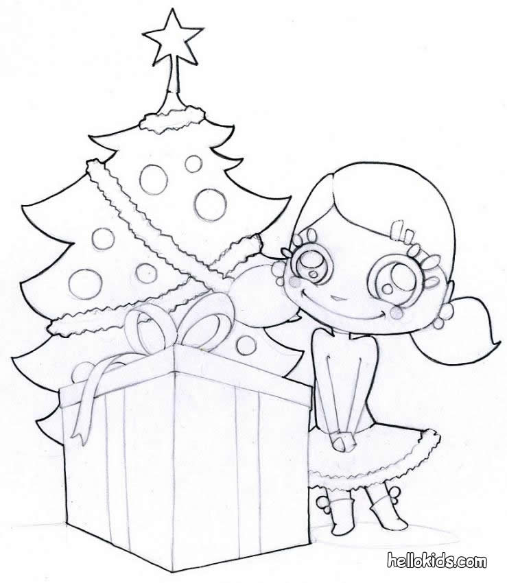 CHRISTMAS GIFT coloring pages - Christmas tree and presents