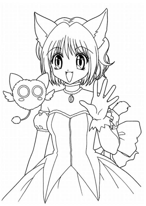 Anime Girl as Neko Coloring Page - Free & Printable Coloring Pages ...
