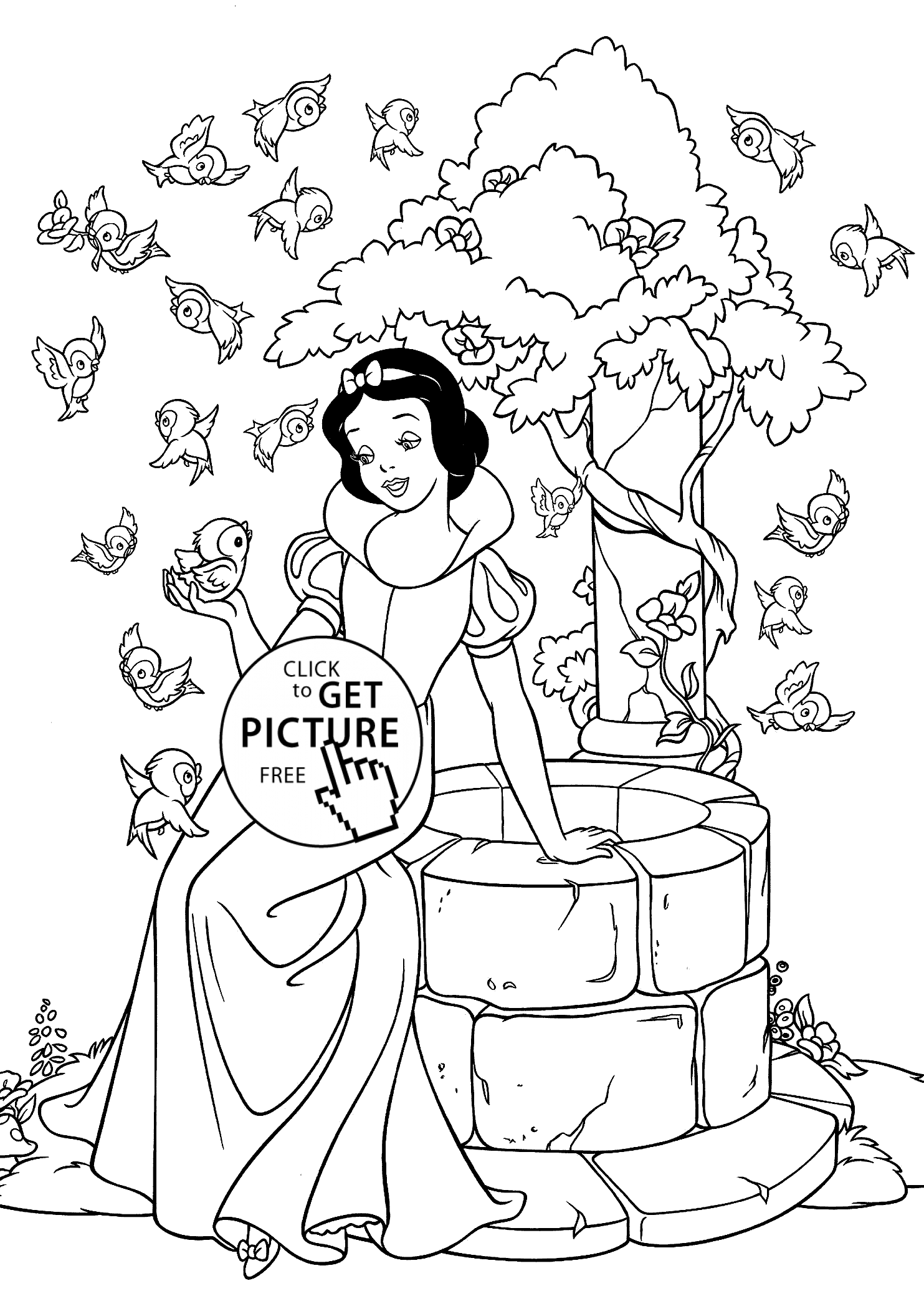 Princess Snow White coloring pages for kids, printable free