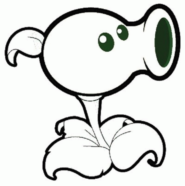 Plants Vs Zombies Peashooter - Coloring Pages for Kids and for Adults