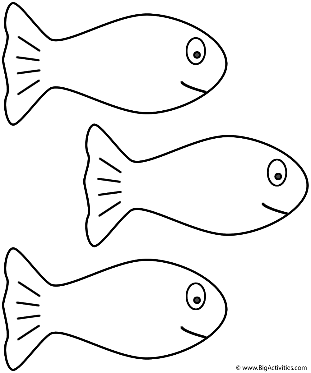 Three Goldfish - Coloring Page (Fish)