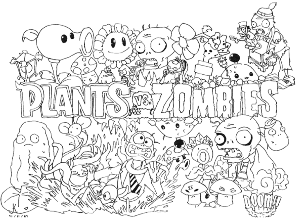 Plants Vs Zombies Coloring Pages - Coloring Page