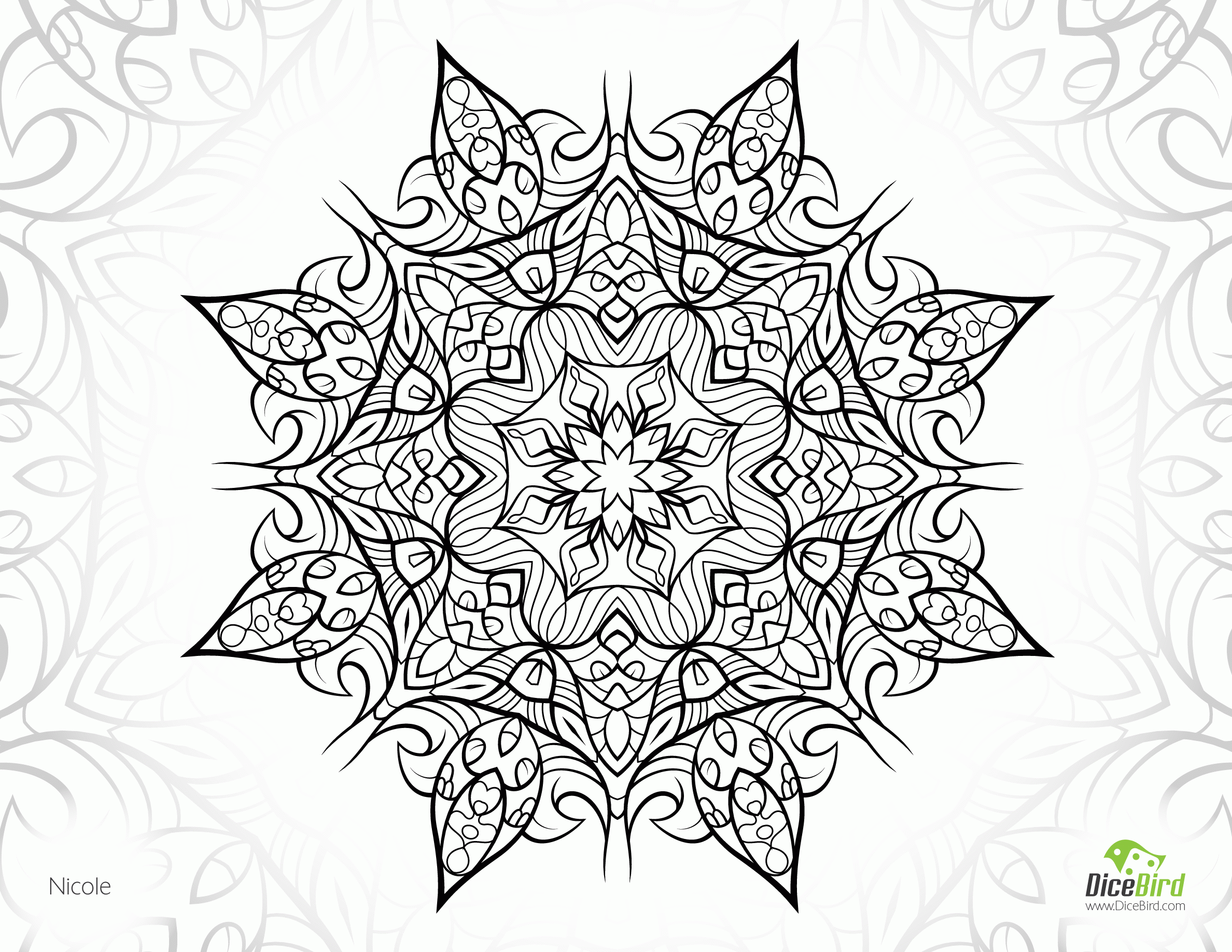 Nicole flower free printable complex coloring pages
