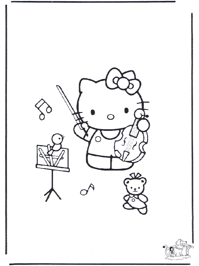 Free coloring pages Hello Kitty - Music