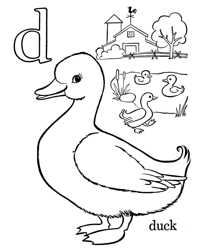 Duck Letter D printable coloring pages | Great Coloring Pages
