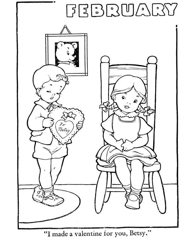 Happy Valentine Day Girl And Boy Coloring Pages