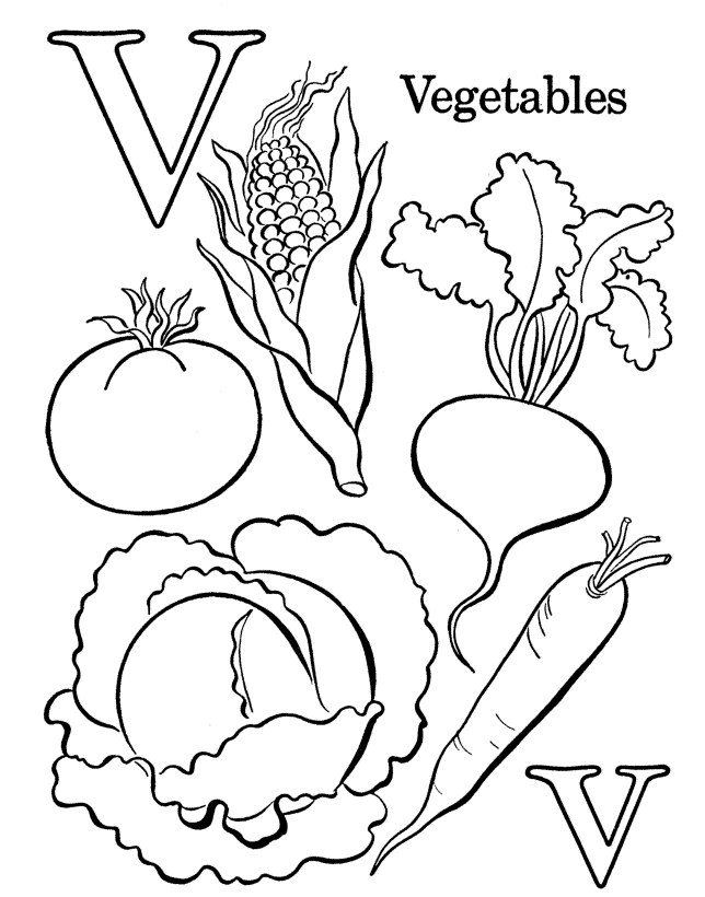 Six Kinds Of Perfect Vegetables Coloring Pages - Vegetable