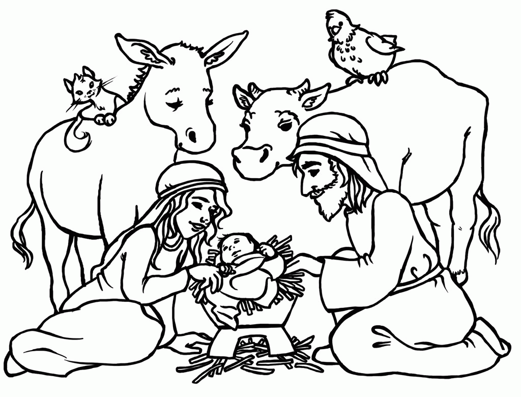 Nativity - Coloring Pages for Kids and for Adults