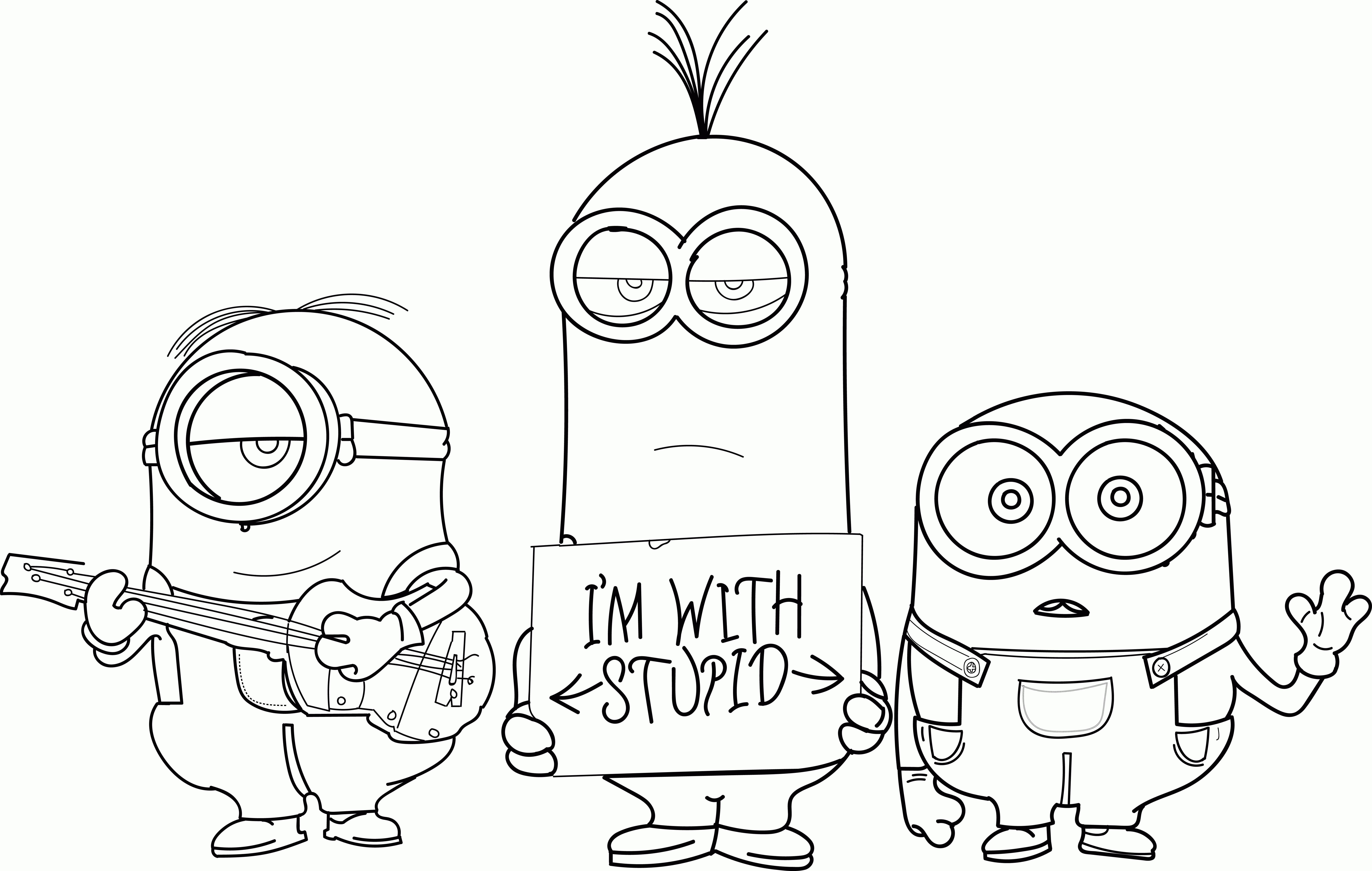 Minions I Am With Stupid Coloring Page HD | 