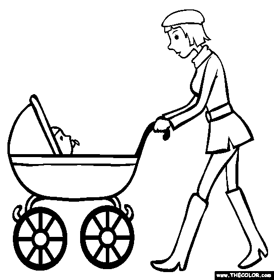 Stroller Coloring Page | Free Stroller Online Coloring