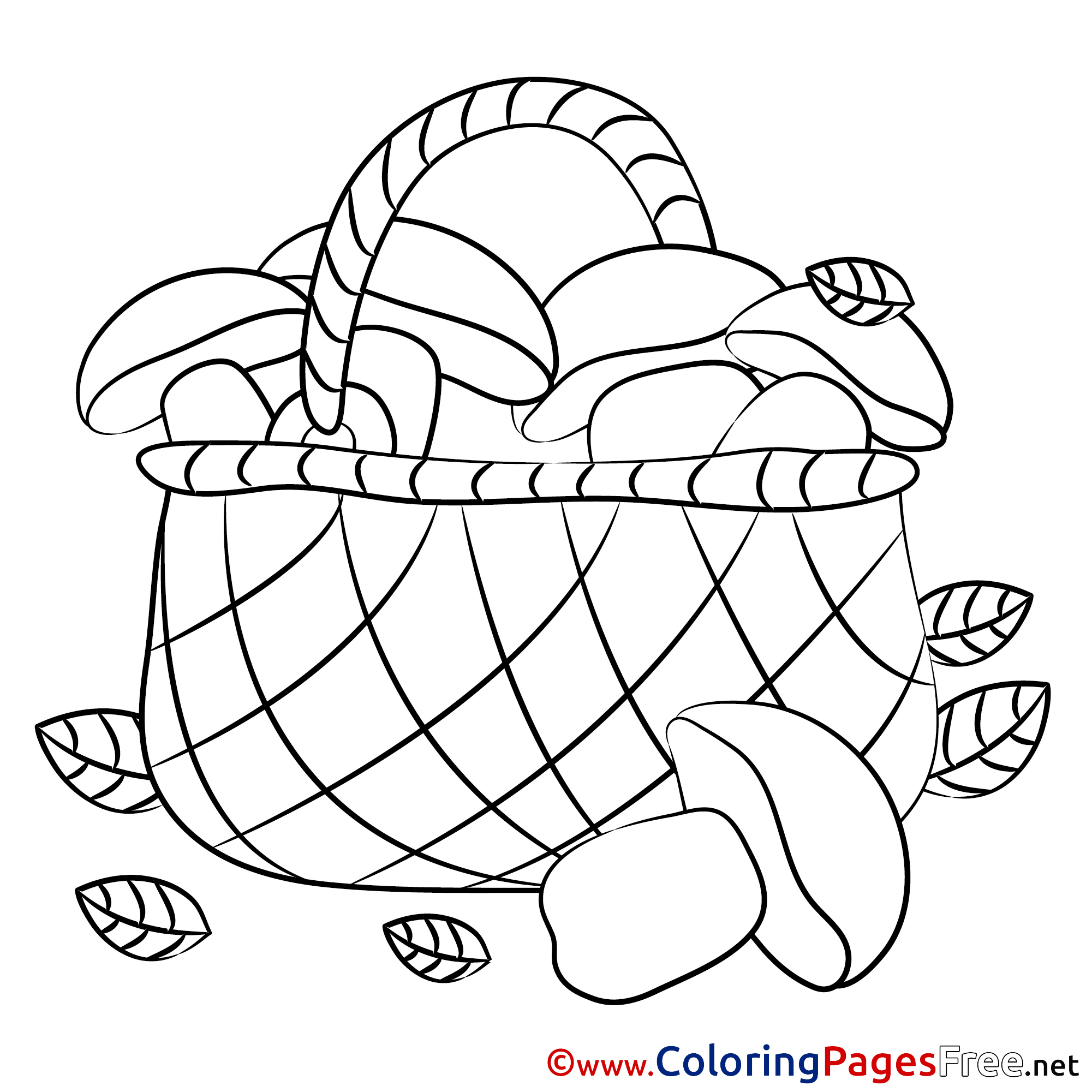 Basket Mushrooms Kids download Coloring Pages
