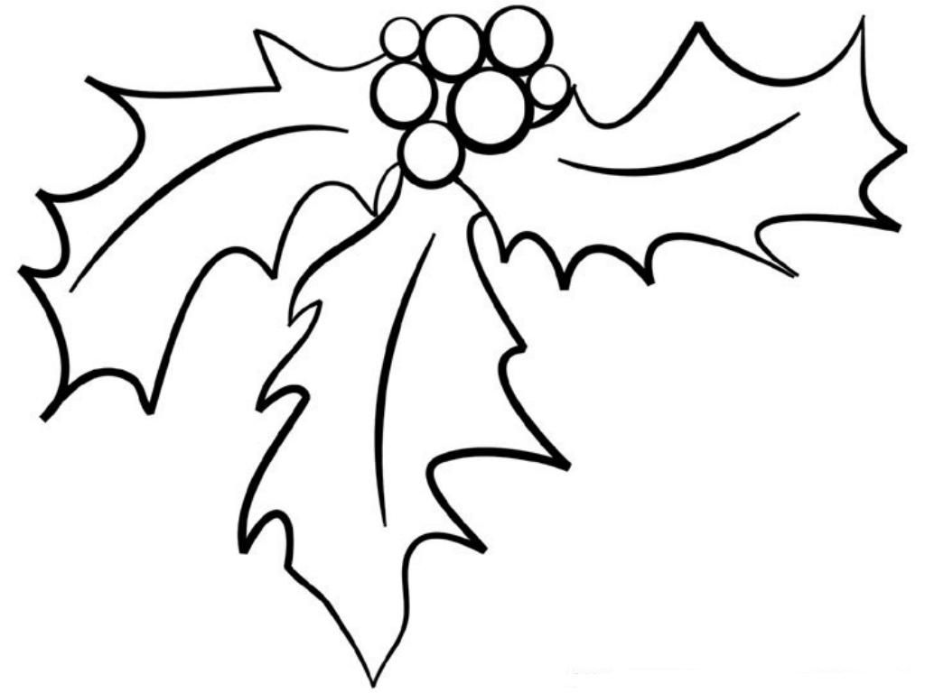 Christmas Coloring Pages Holly Leaves - High Quality Coloring Pages