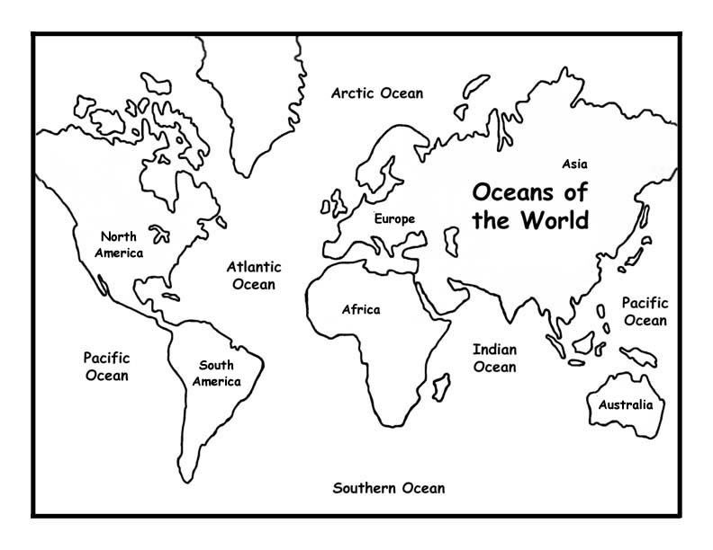 Oceans of the World Coloring Page -- Exploring Nature Educational